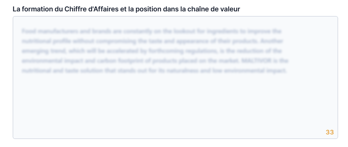 Formation du chiffre d'affaires Formation du chiffre d'affaires